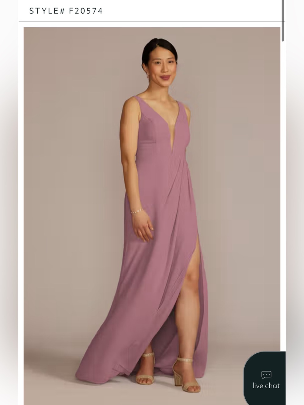 David’s Bridal Bridesmaid Sleeveless Chianti V-Neck Maxi Dress